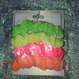 6/$15 4pc Princess Accessories Neon Velvet Scrunchies